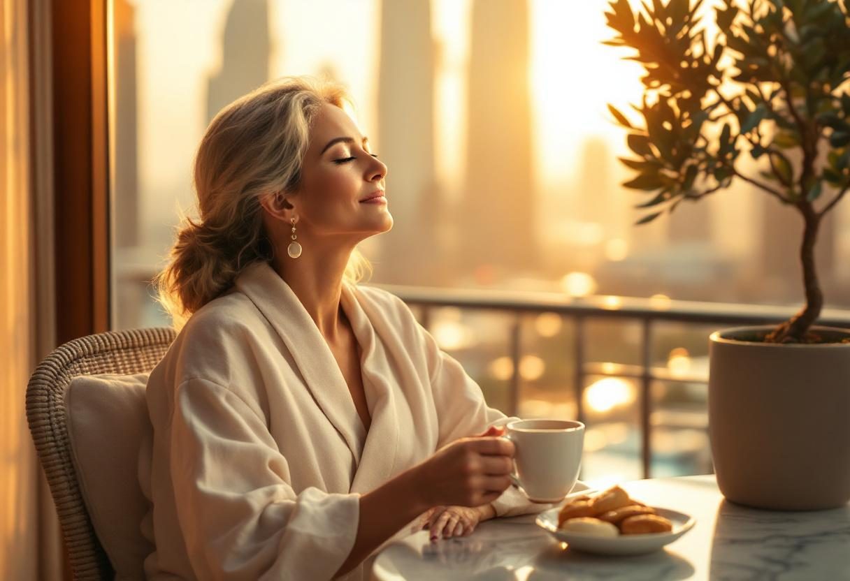 امرأة تطبق سيروم العيون في روتين العناية اليومي