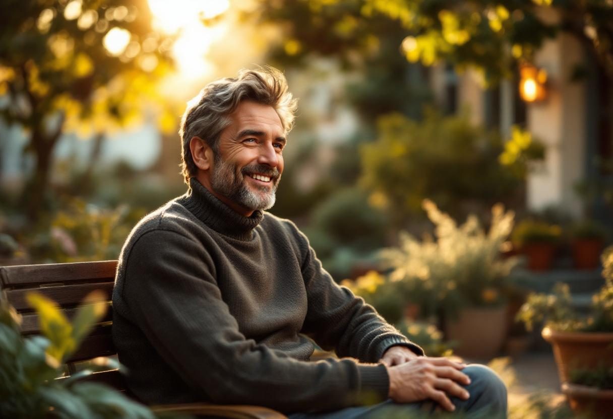 Reifer Mann genießt aktiven Lebensstil, Wohlbefinden und Vitalität