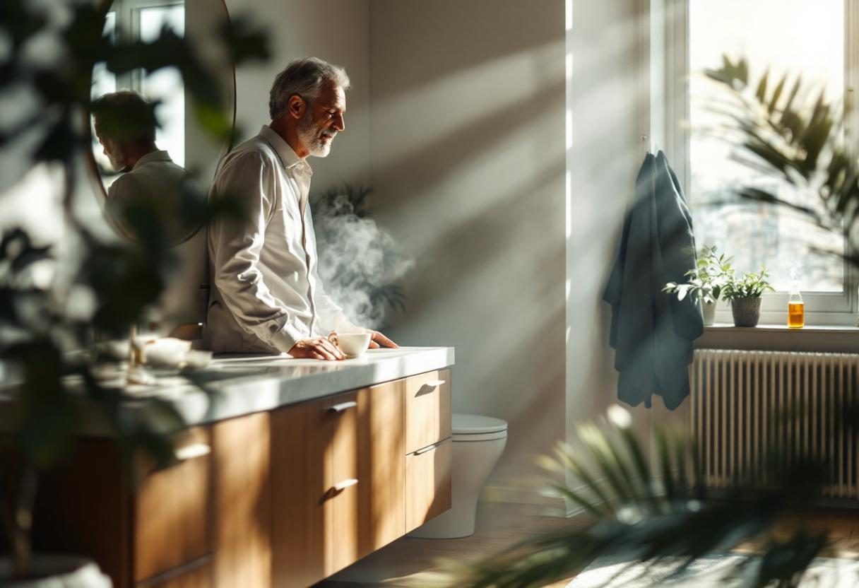 Persoon die ontspant na activiteit met aandacht voor zelfzorg en welzijn