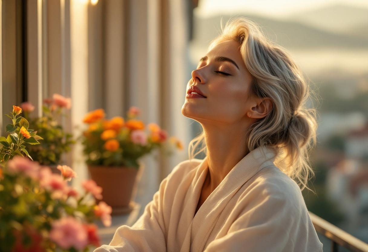 Жена със здрава кожа в ежедневна среда