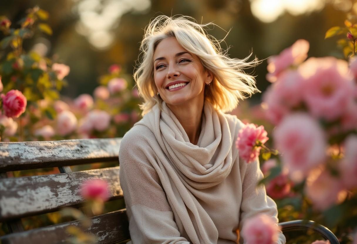 Жена, която се наслаждава на резултатите от ежедневната си грижа за себе си