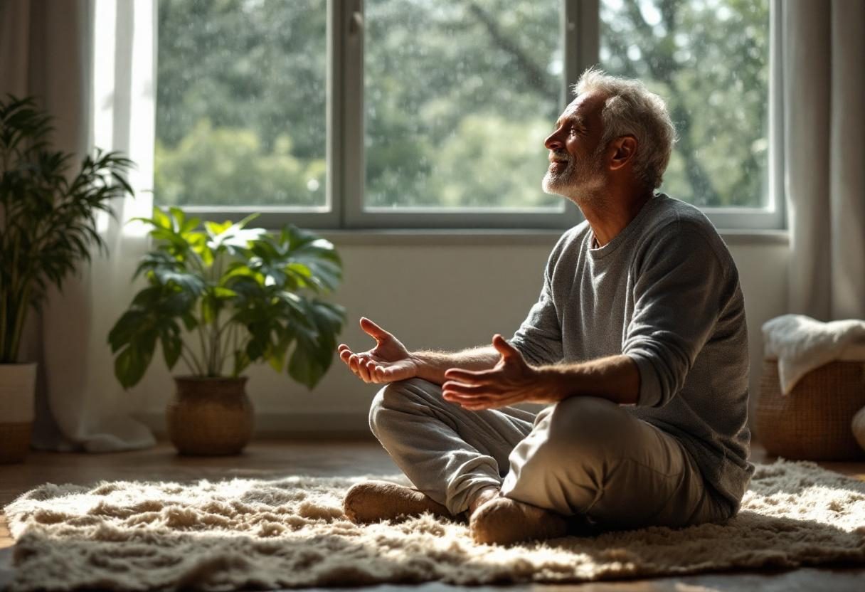Person relaxing at home after skincare routine with comfortable legs
