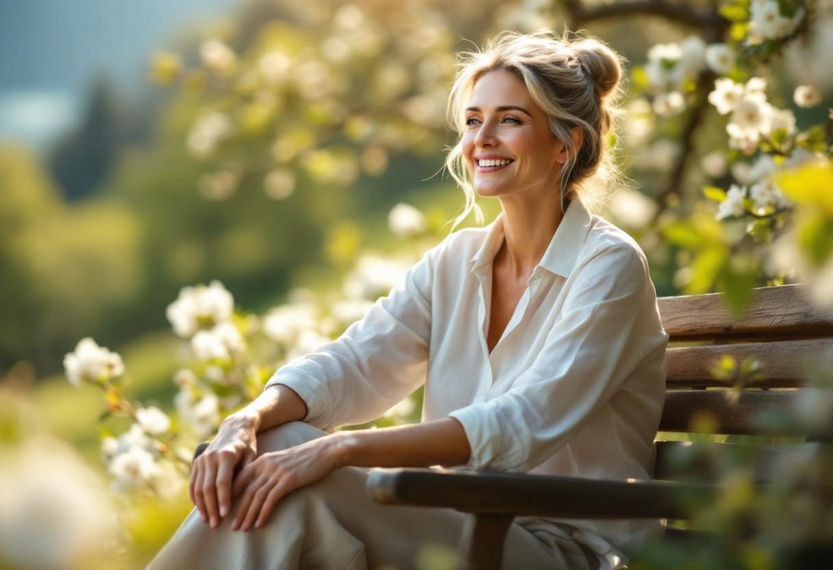 Frau mit gesunden Beinen bei entspannter Aktivität im Alltag