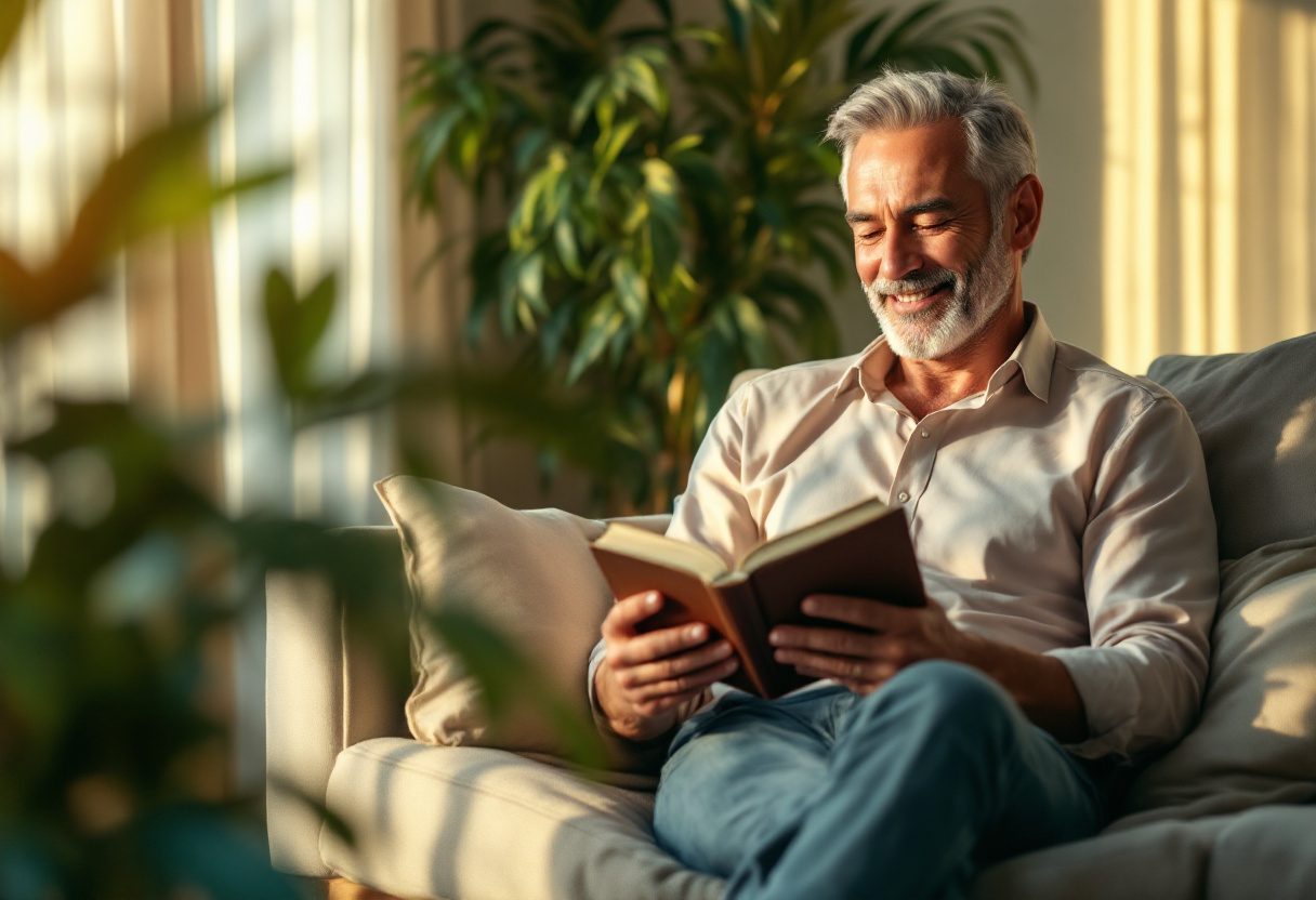 Hombre adulto disfrutando de bienestar y vitalidad