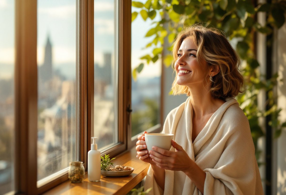 Mujer disfrutando de bienestar y confianza