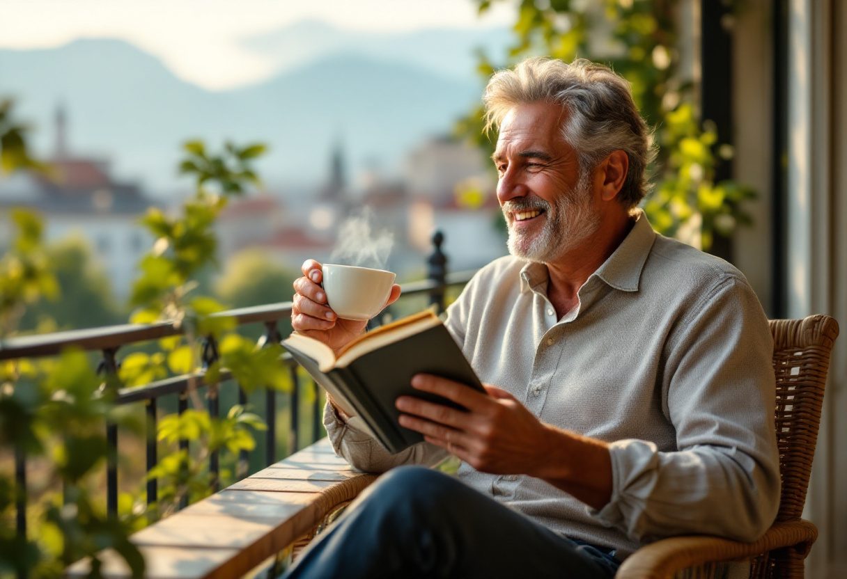 Hombre adulto disfrutando de bienestar y vitalidad