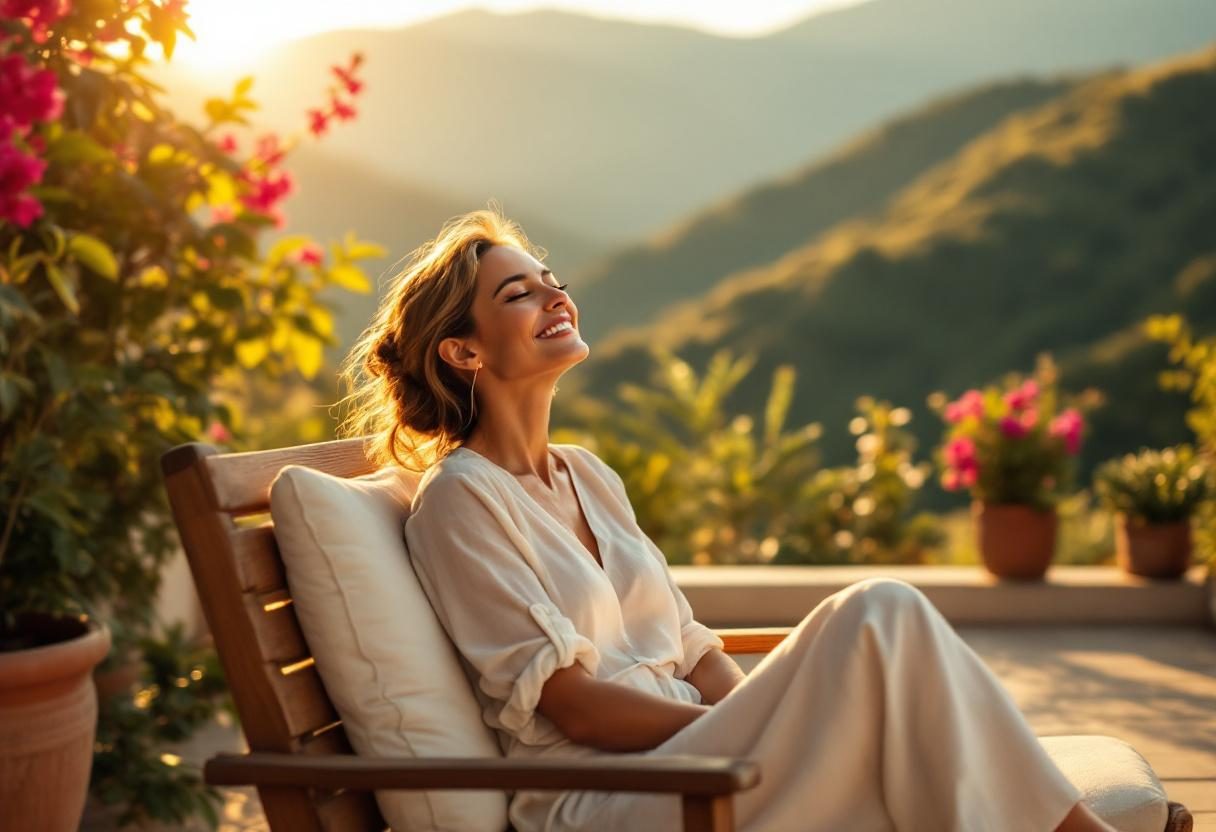 Mujer practicando yoga en ambiente natural representando bienestar y equilibrio