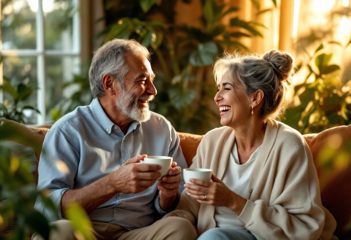 Hombre adulto sonriendo, imagen de bienestar y confianza