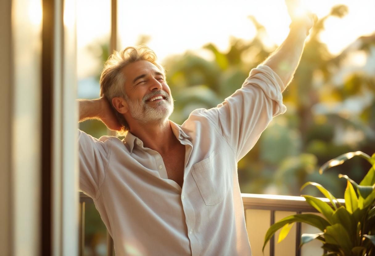 Hombre activo manteniendo estilo de vida saludable