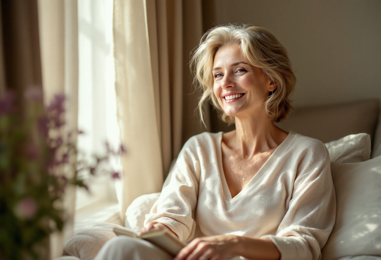 Žena s pocitem pohody a komfortu, tematická fotografie