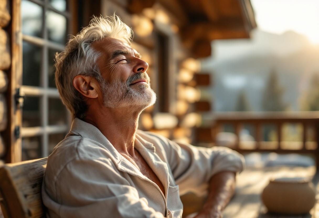 Aktiver Mann bei morgendlicher Routine mit Fokus auf Vitalität und Energie