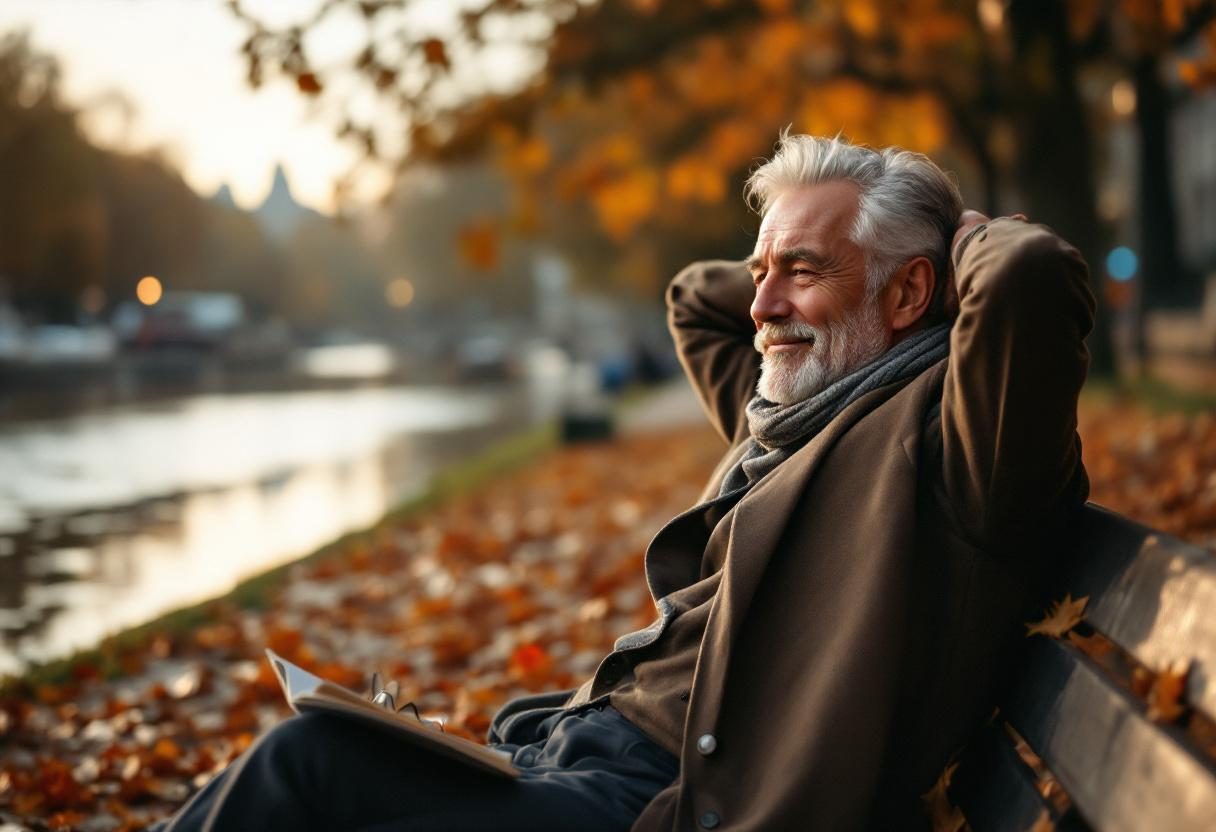 Selbstbewusster Mann im mittleren Alter bei sportlicher Aktivität im Freien