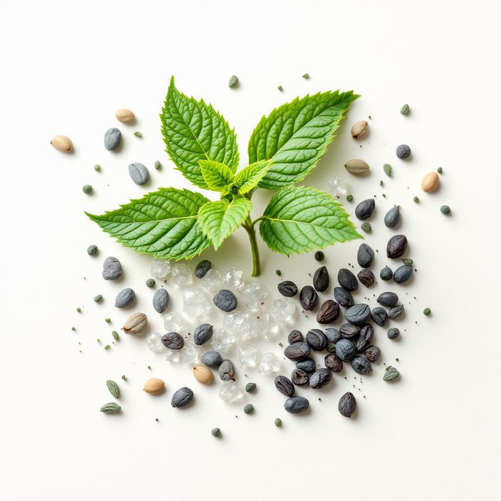 Menthol Kristalle aus Minzpflanze