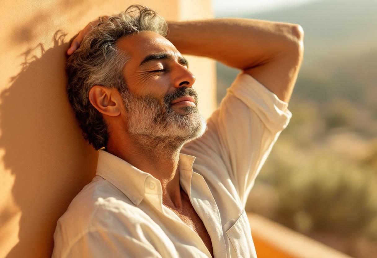 رجل نشط يمارس رياضة المشي في الطبيعة