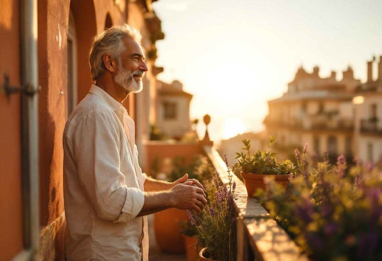 Hombre maduro activo disfrutando de bienestar y calidad de vida