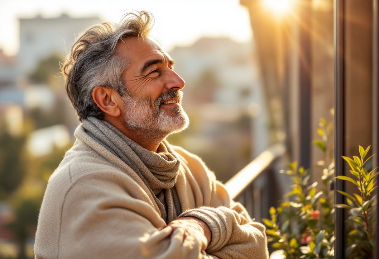 Hombre disfrutando de bienestar y vitalidad