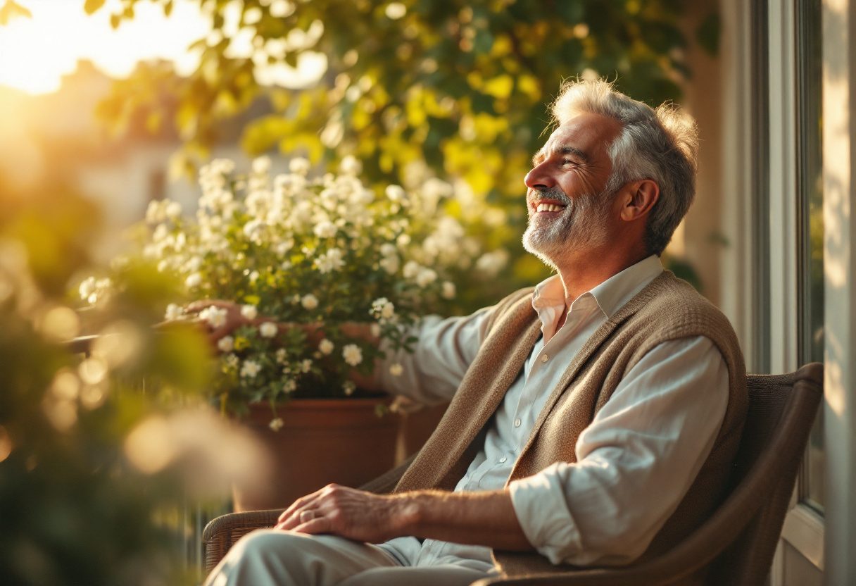 Homme souriant profitant d'une journée active, vitalité masculine