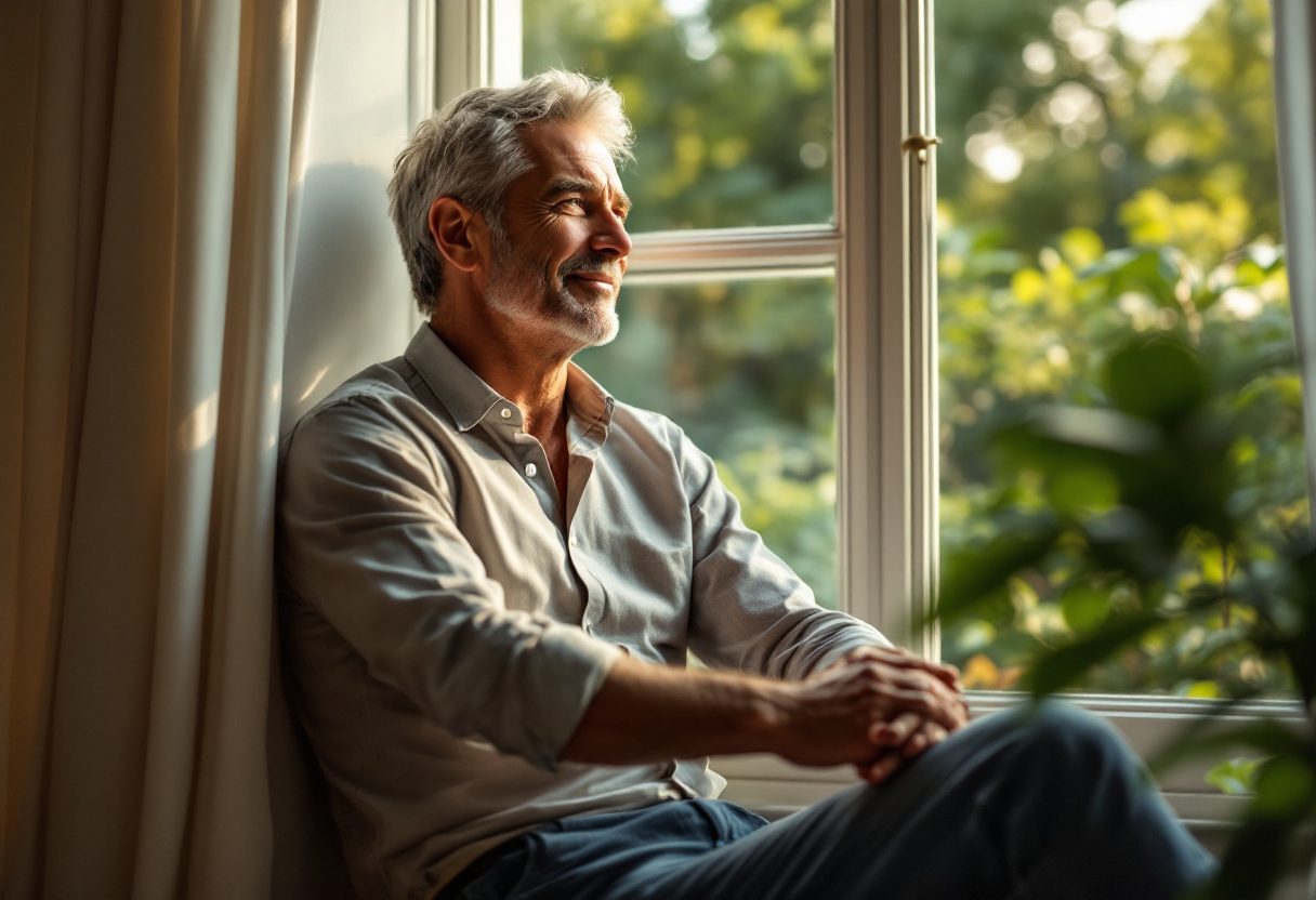 Homme mature profitant de la vie, symbolisant le bien-être quotidien