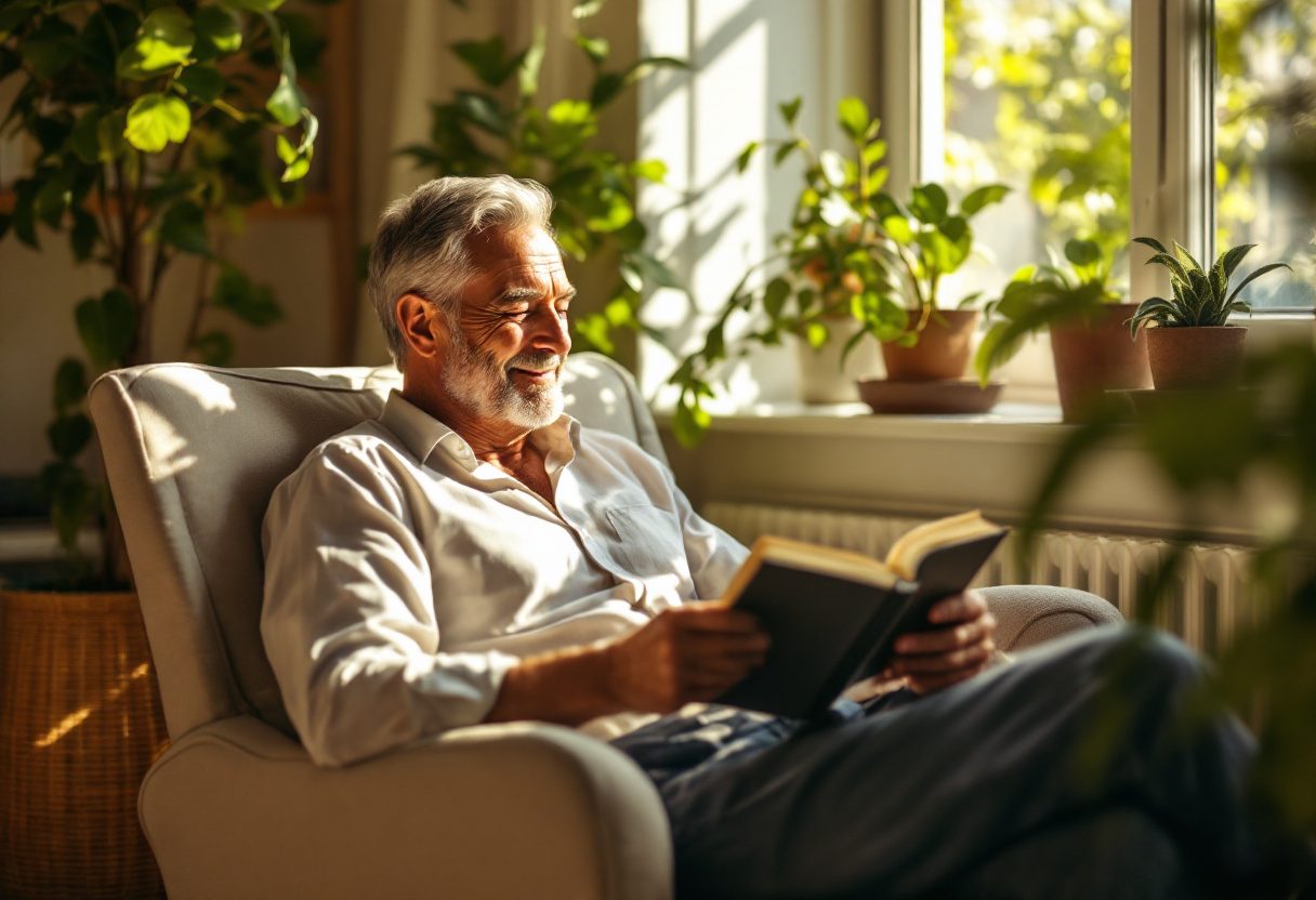 Homme profitant d'une sensation de bien-être