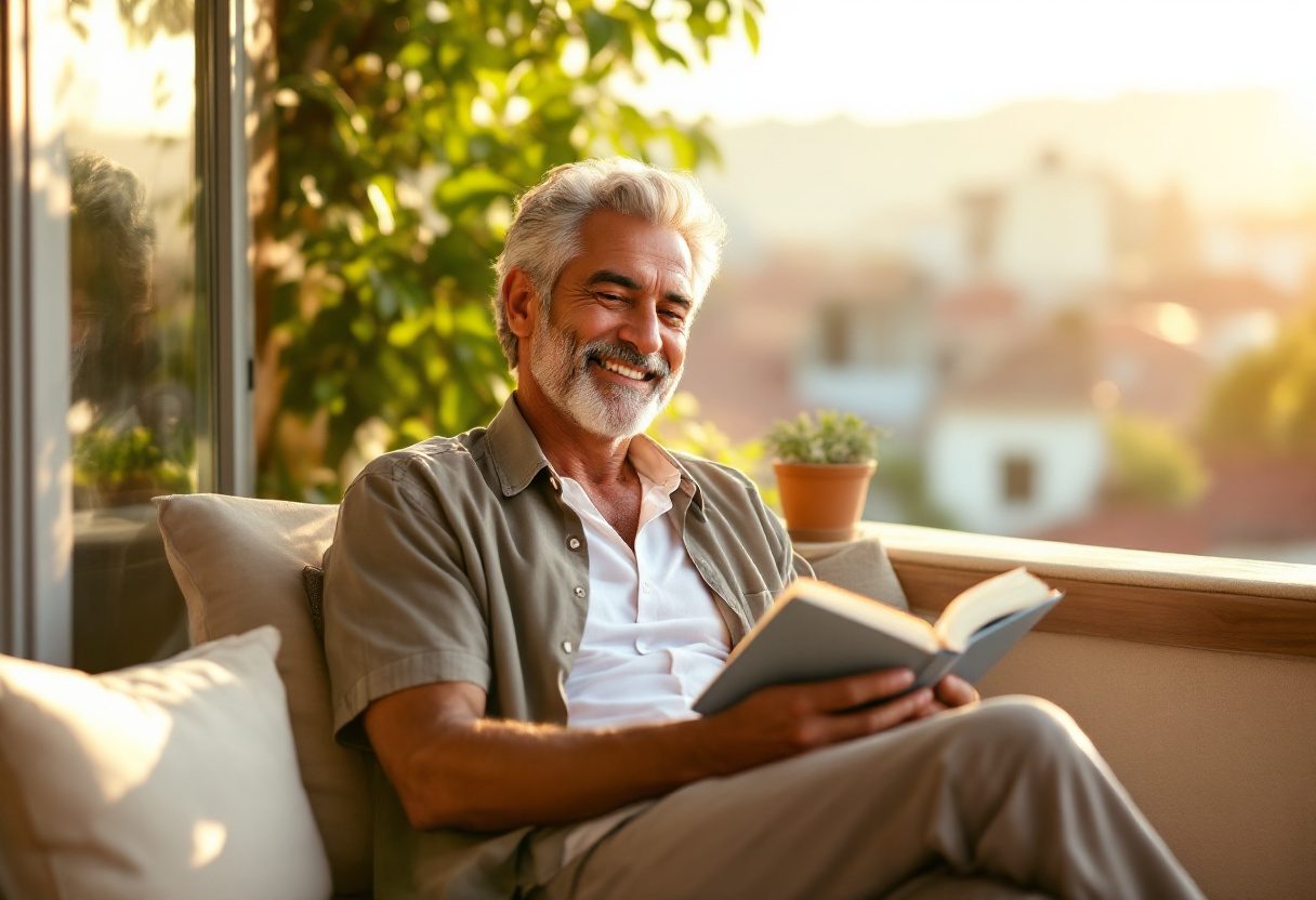 Hombre aplicando Maxi Size en ambiente relajado
