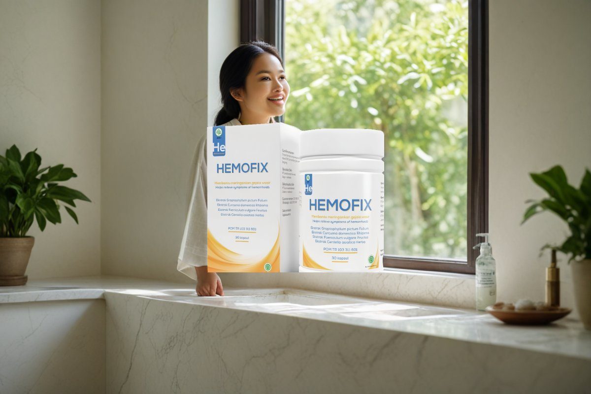 Produk Hemofix dalam suasana lifestyle