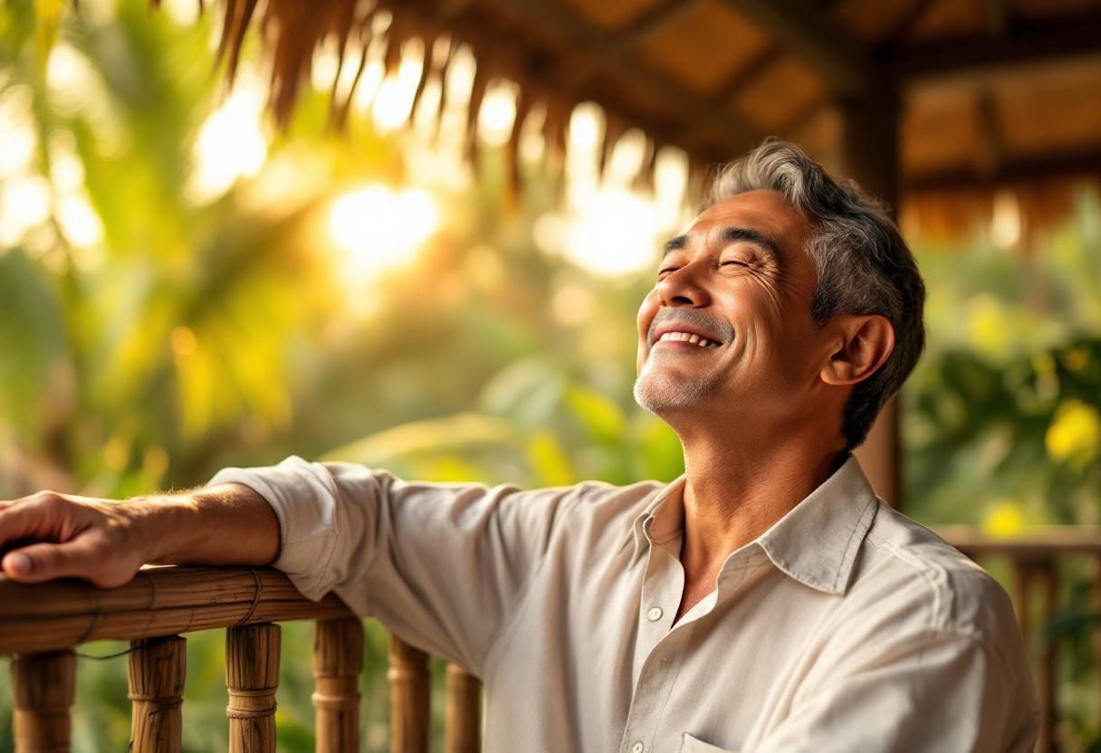 Pria aktif menjalani gaya hidup sehat dan seimbang di alam terbuka