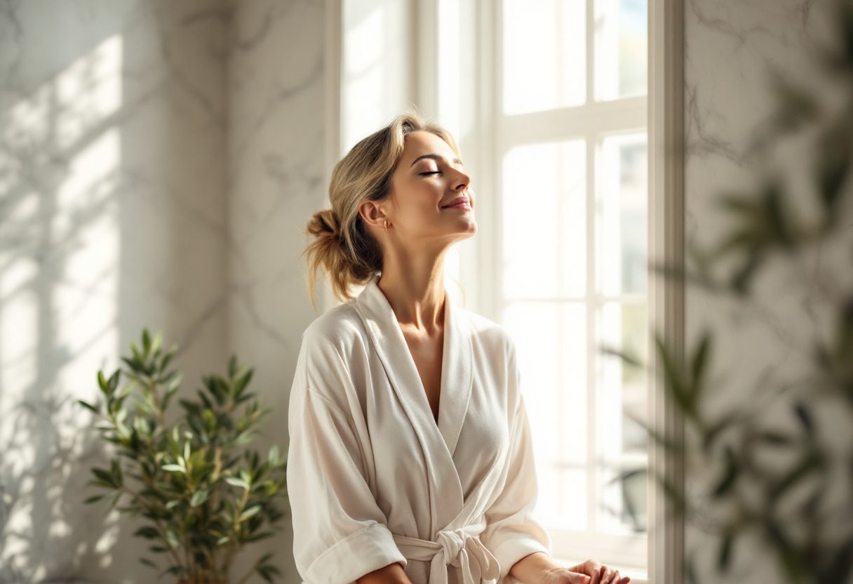 Routine di benessere con 6 Pack Gel, applicazione su addome