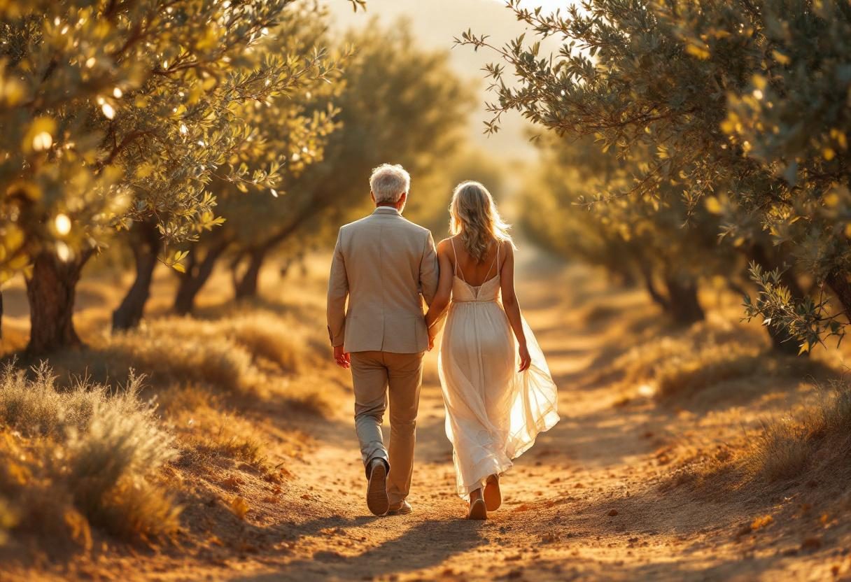 Coppia matura felice che condivide momenti di relax, benessere e armonia nella vita quotidiana