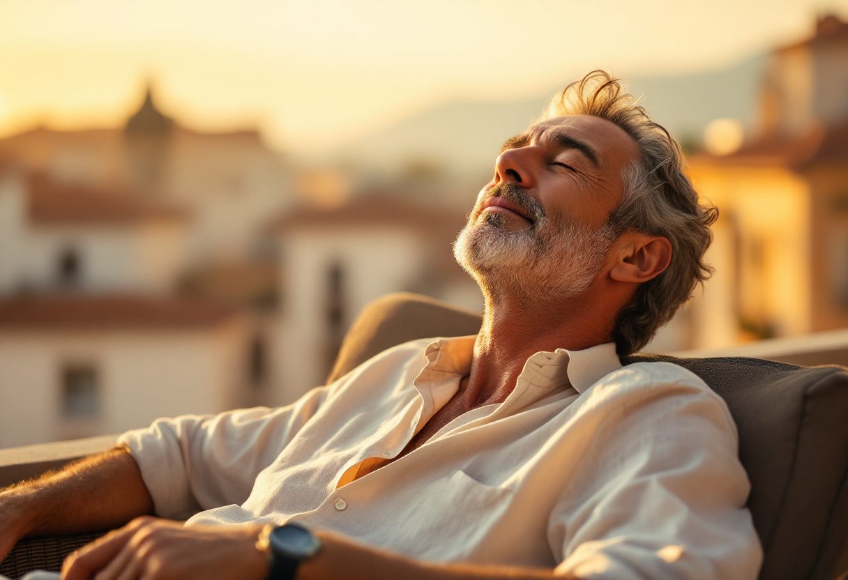 Uomo che si prende cura del proprio benessere