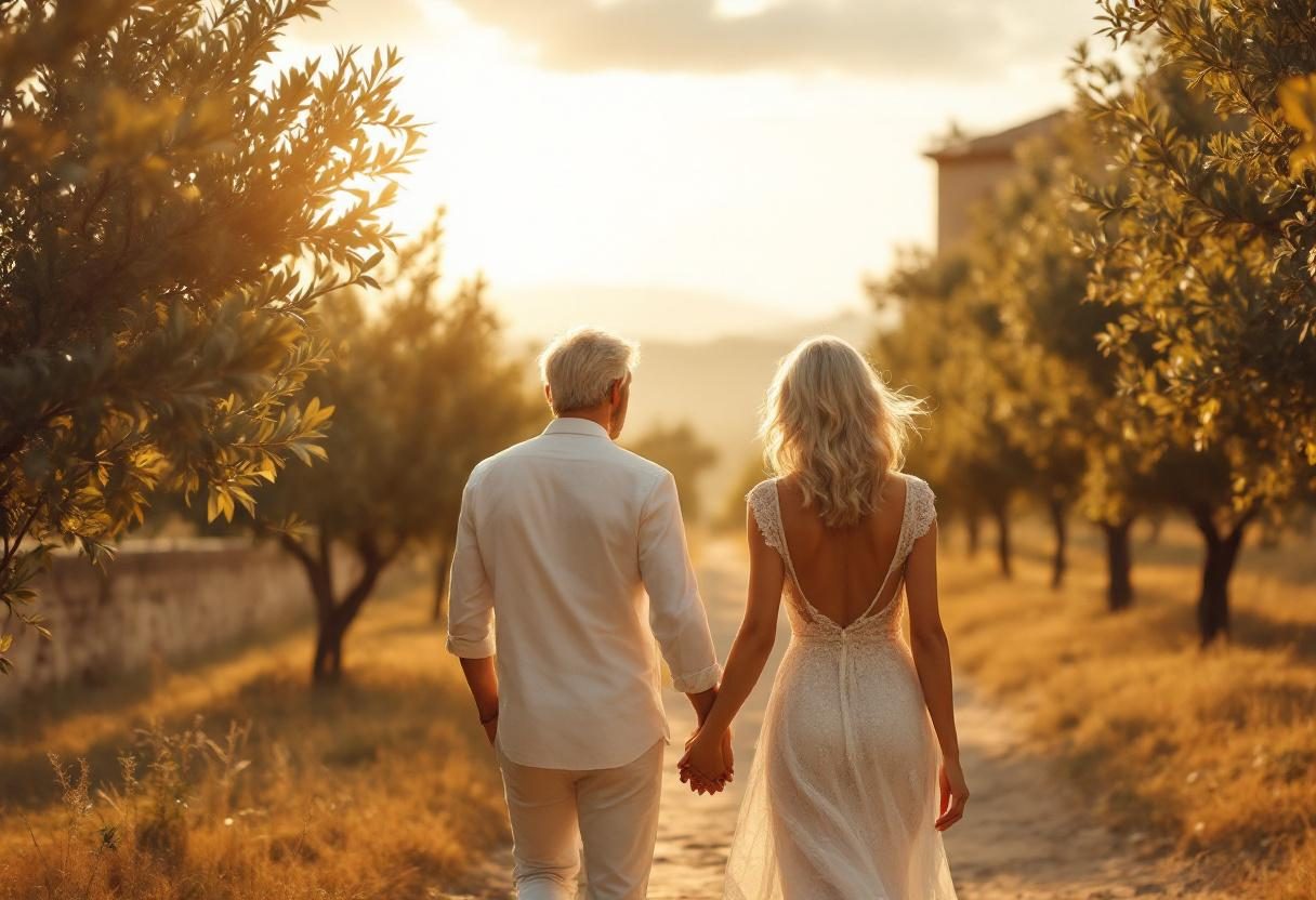 Coppia serena in ambiente naturale che rappresenta armonia e benessere quotidiano