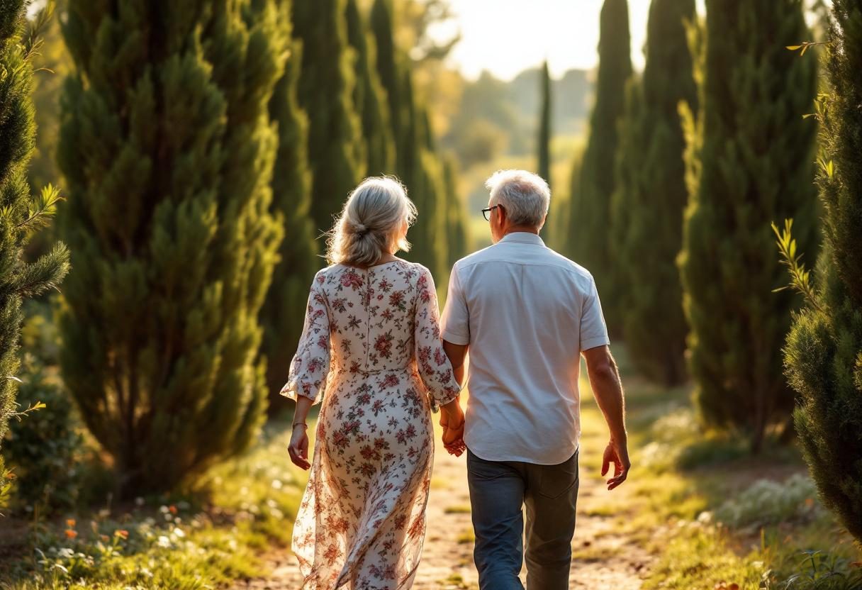 Persona matura che pratica attività fisica leggera con serenità