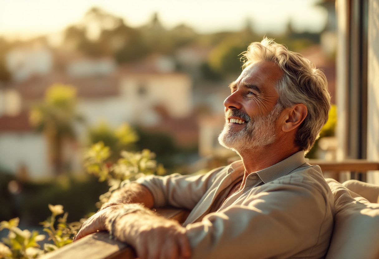 Uomo adulto in buona forma che si prende cura del proprio benessere