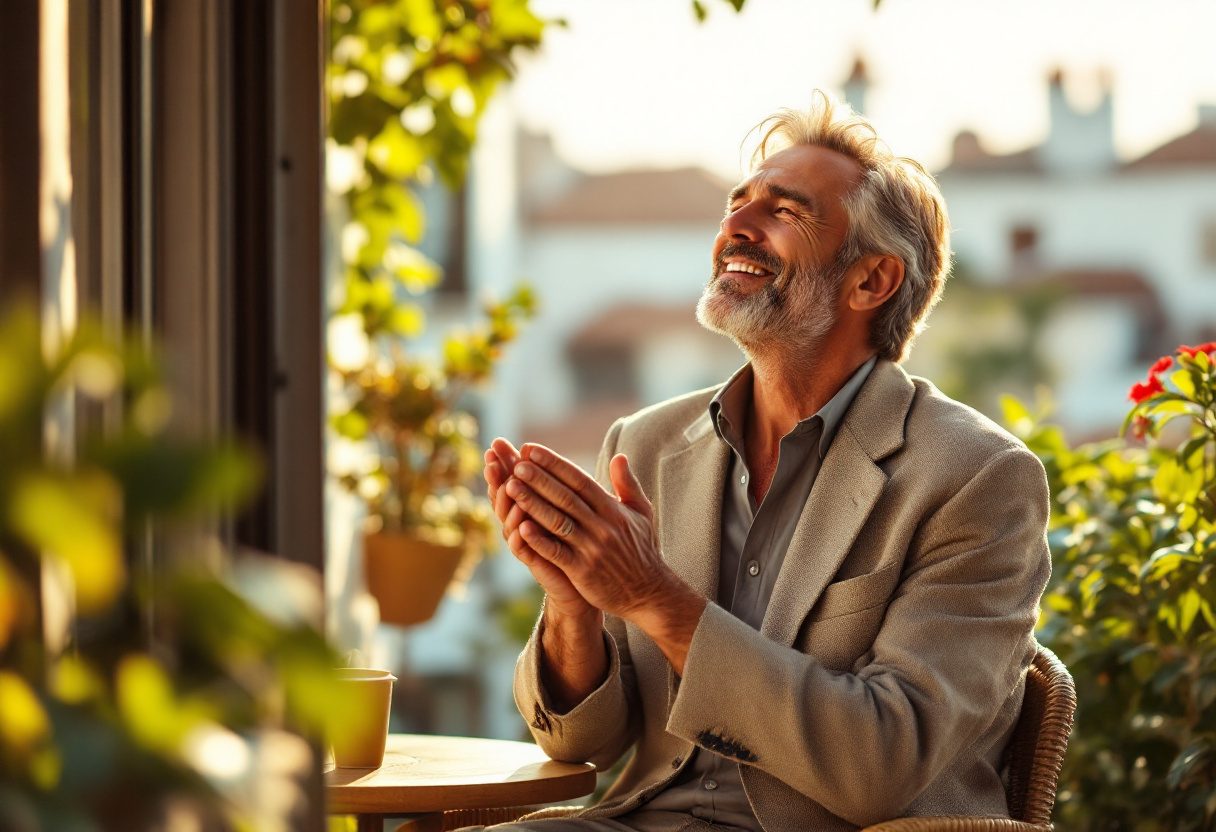 Uomo adulto che conduce uno stile di vita attivo e sano