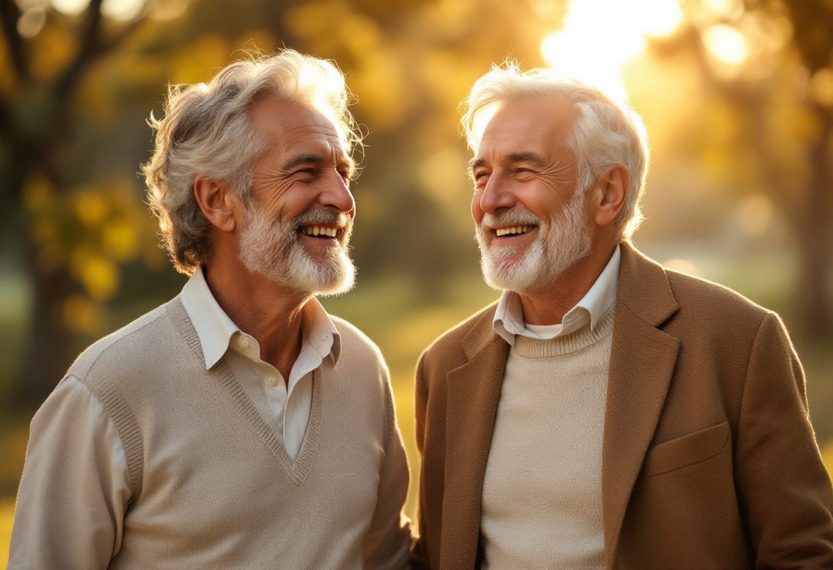 Uomo sereno che si prende cura del proprio benessere