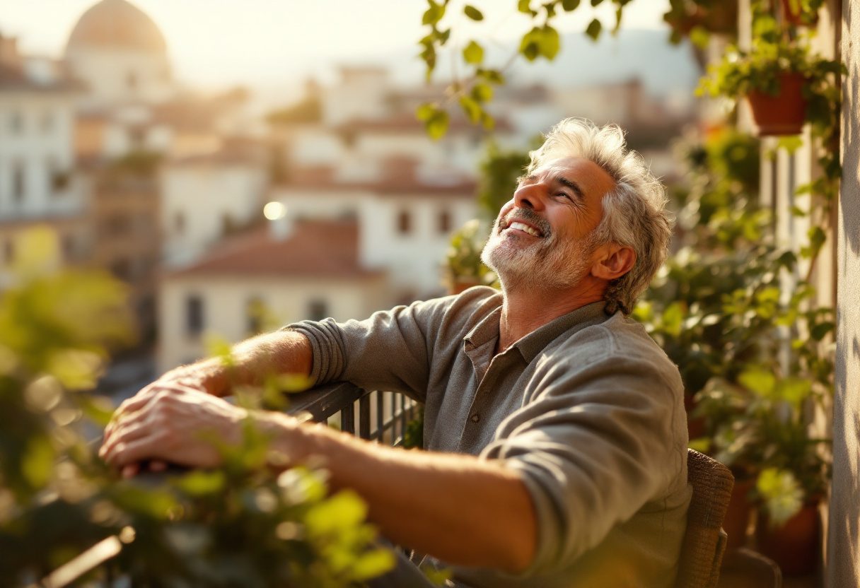 Uomo attivo che si allena all'aperto