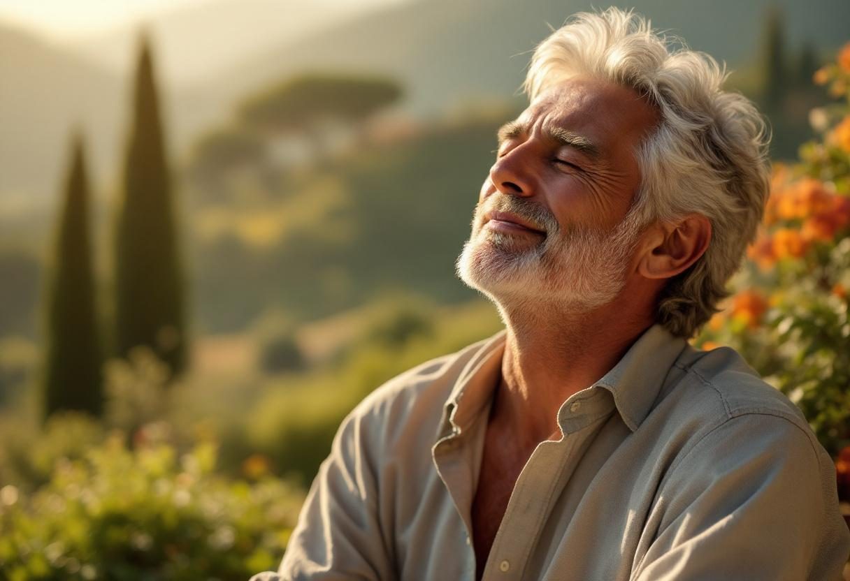 Uomo attivo in ambiente naturale che pratica attività fisica all'aperto