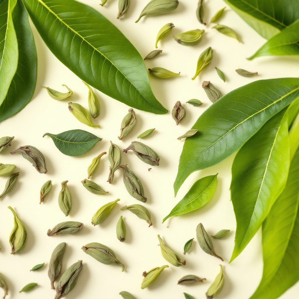 Green tea leaves