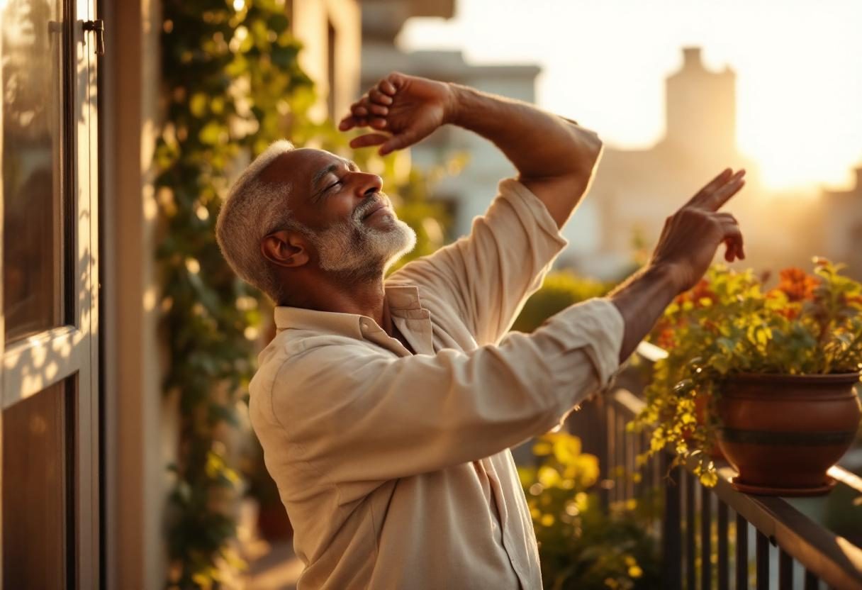Man maintaining active healthy lifestyle with balanced diet and exercise routine