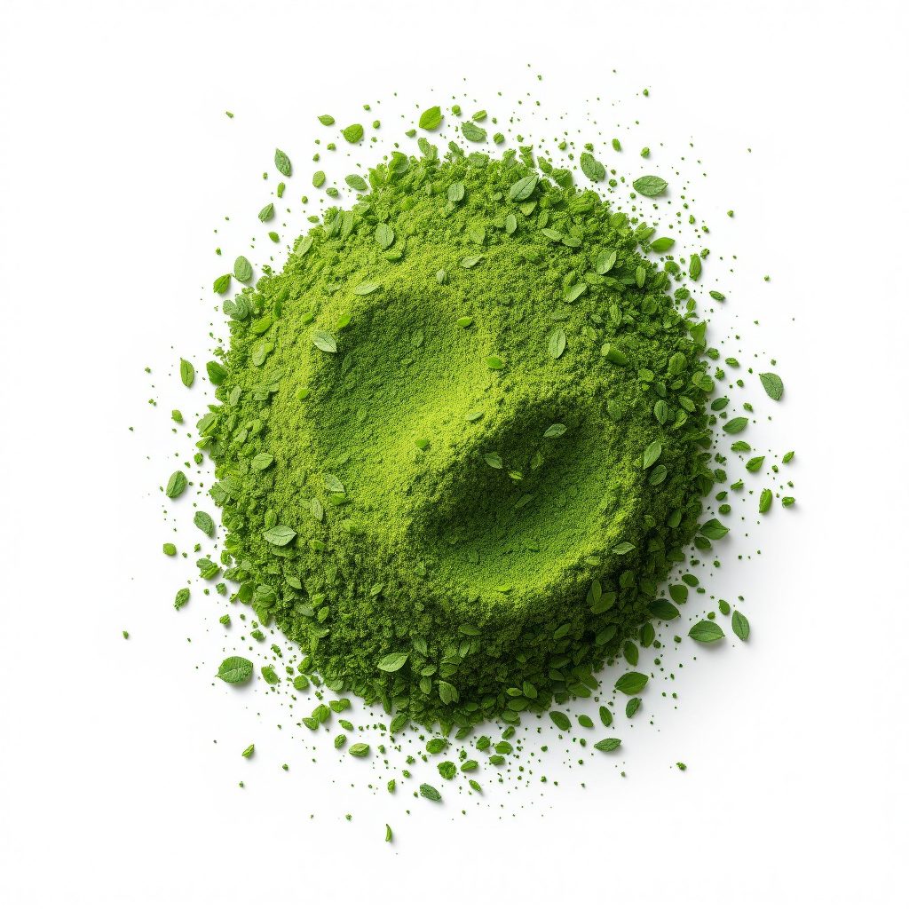 Φύλλα τσαγιού matcha σε πράσινο χρώμα
