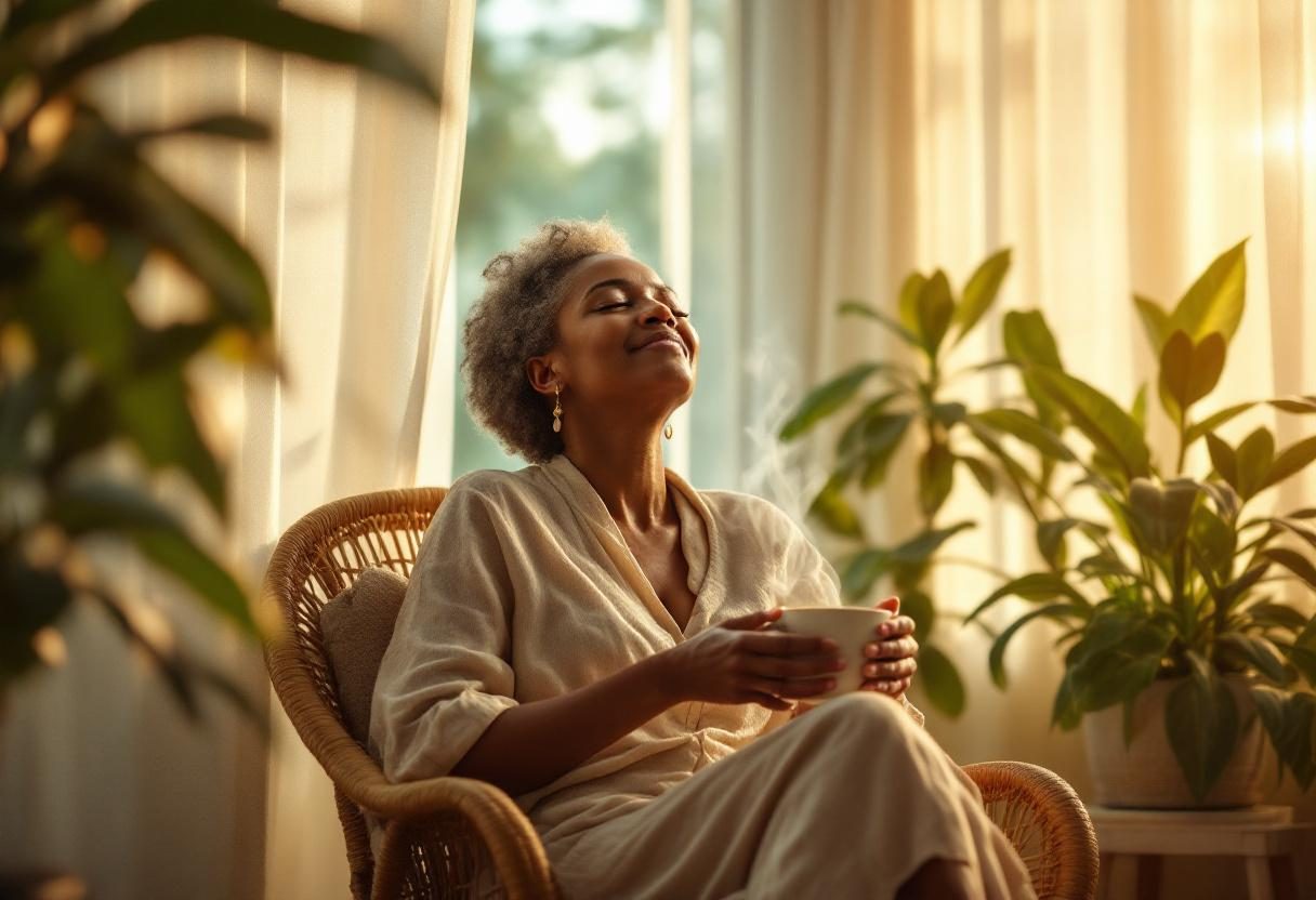 Woman in serene natural setting representing prenatal wellness and maternal health journey