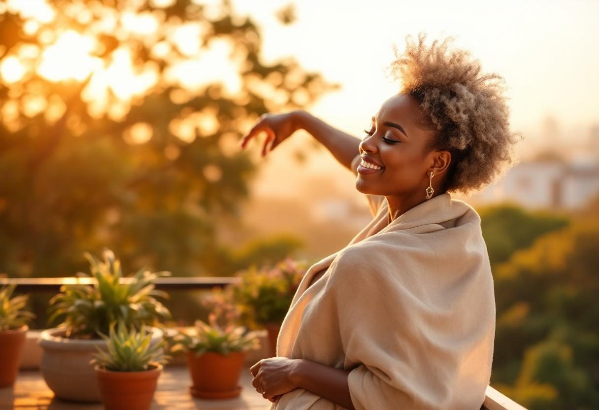 Peaceful moment of maternal wellness and self-care routine