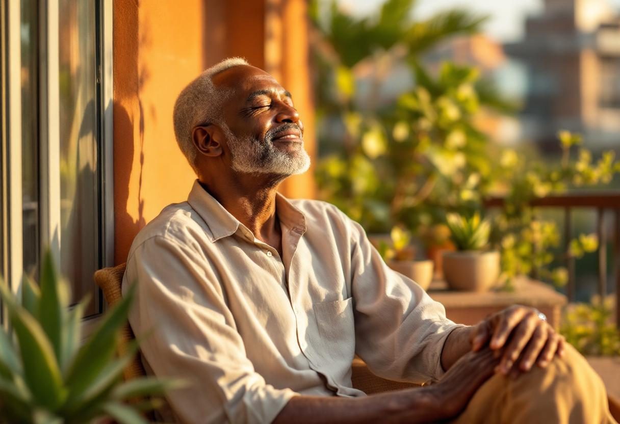 Active mature man enjoying healthy lifestyle outdoors