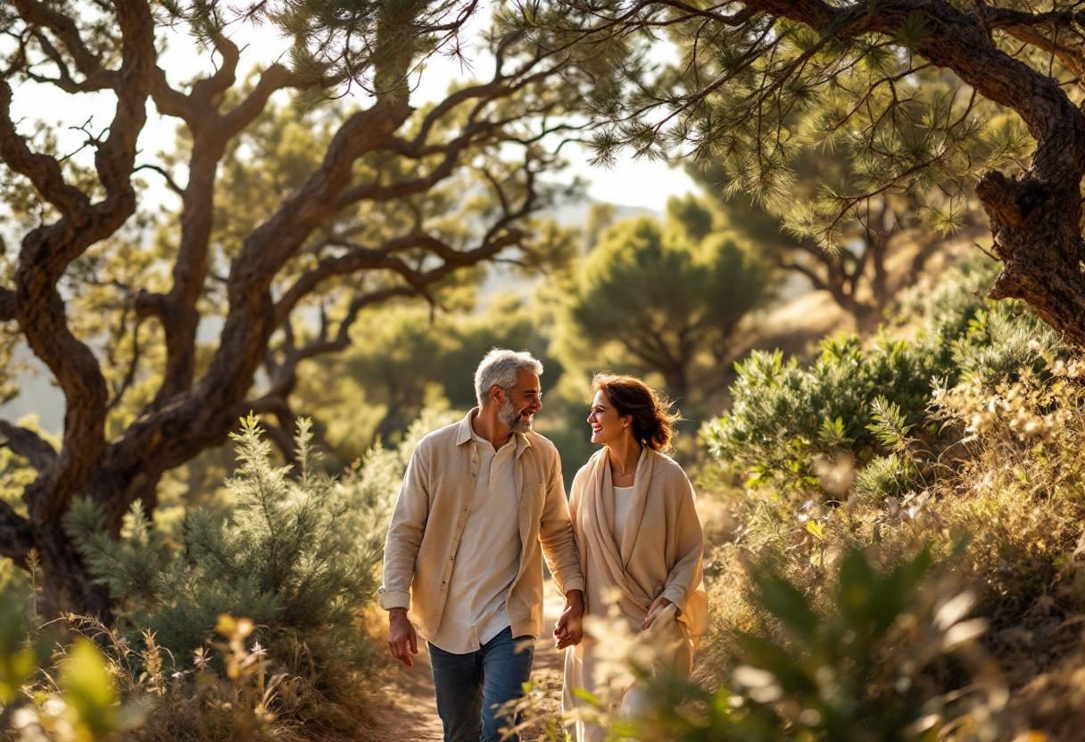 رجل في منتصف العمر يمارس اليوغا أو التأمل في بيئة هادئة وطبيعية
