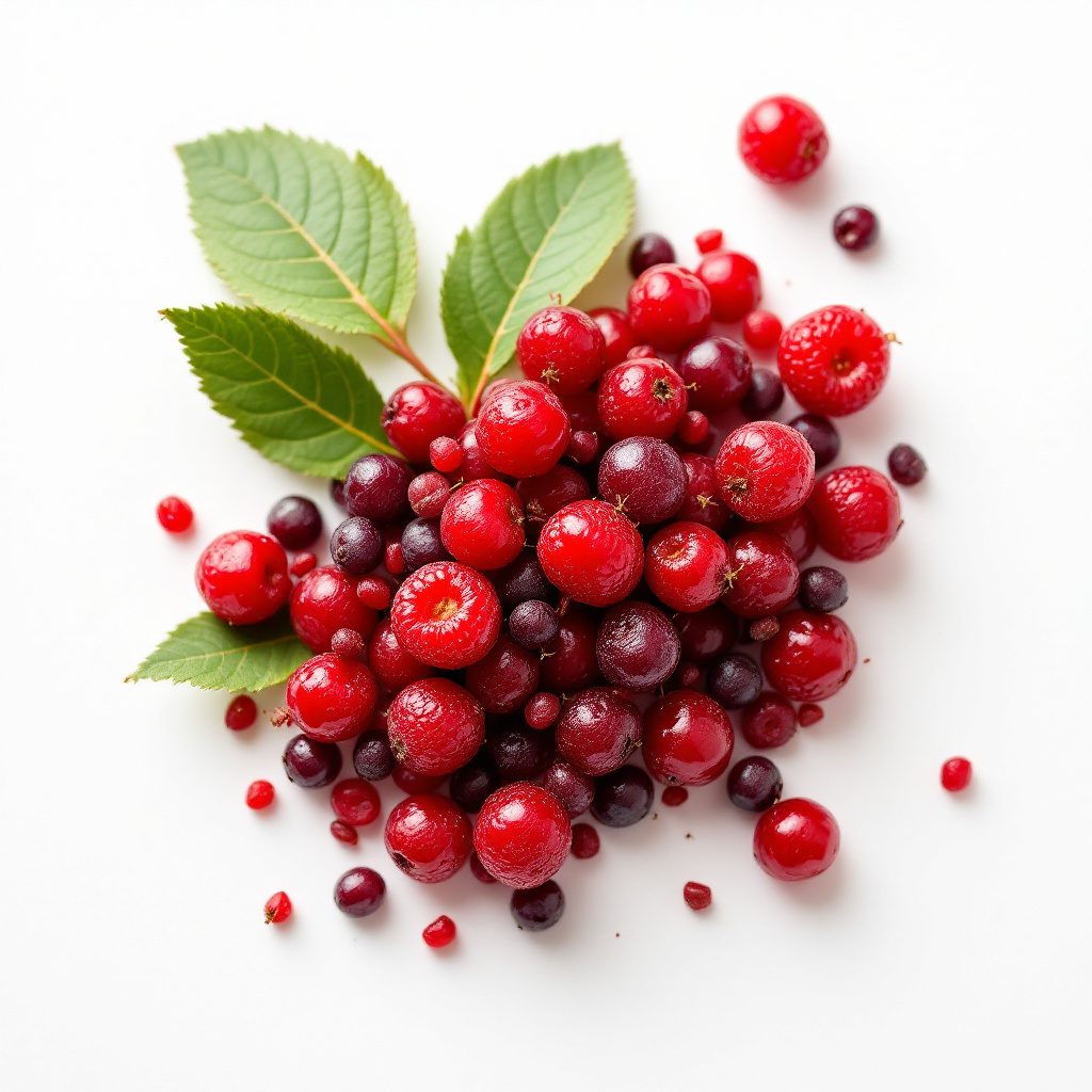 Lingon, röda mogna bär på lågväxande buske med små gröna blad