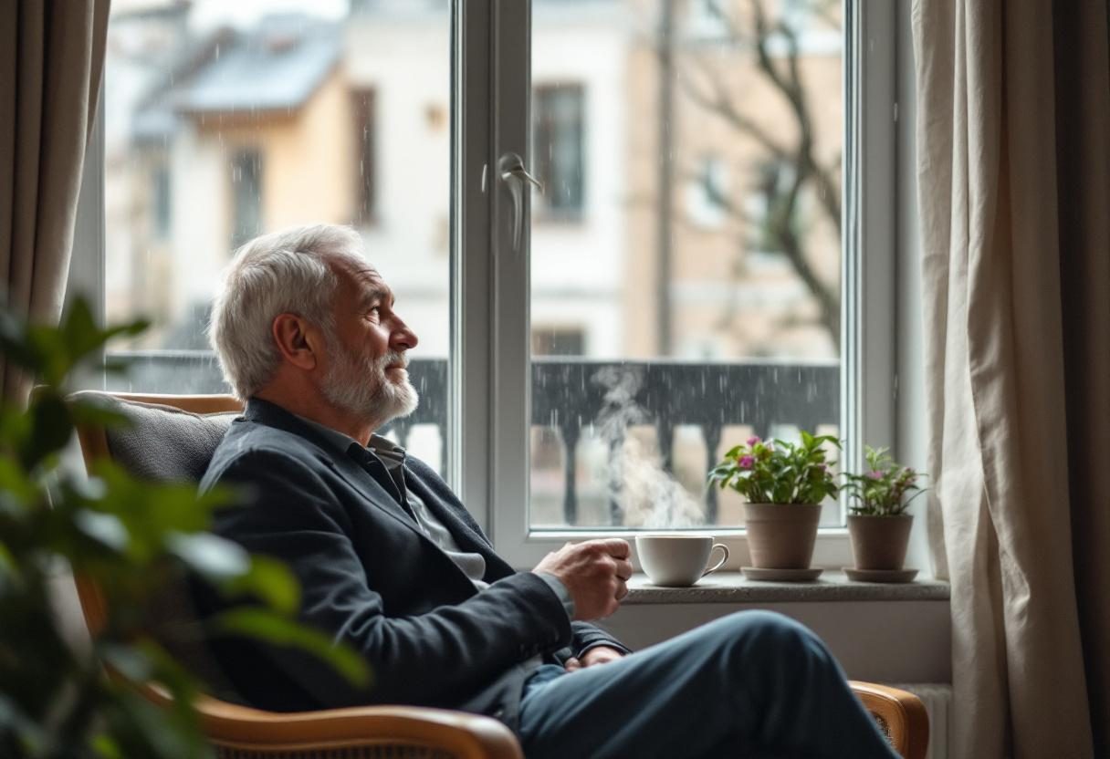 Persoană relaxată după rutina de îngrijire corporală în ambianță calmă