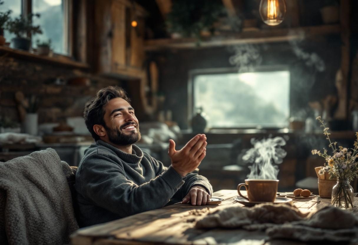 Osoba koja uživa u zdravom obroku na otvorenom - koncept uravnotežene ishrane i blagostanja