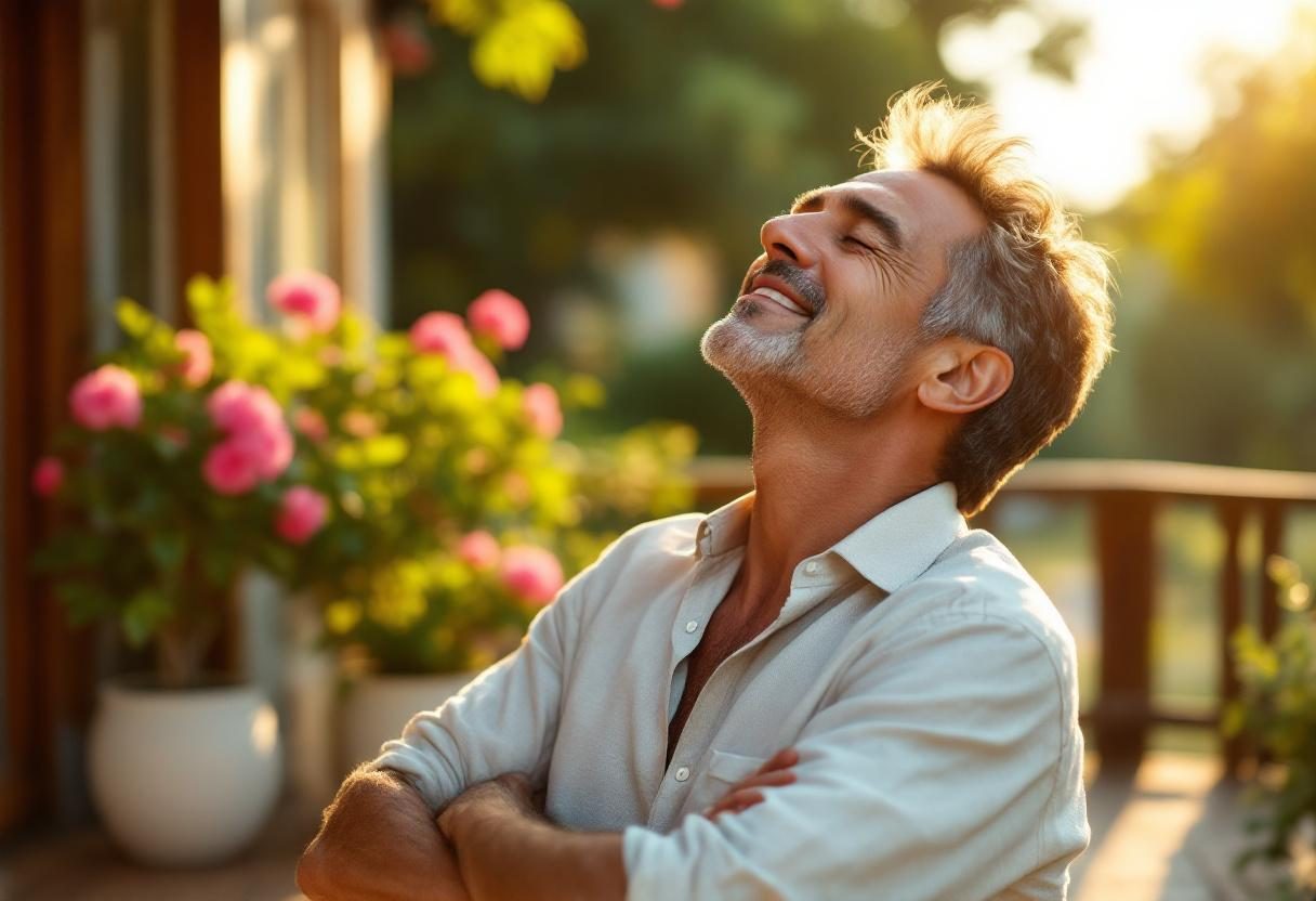 Hombre activo manteniendo rutina de bienestar diaria