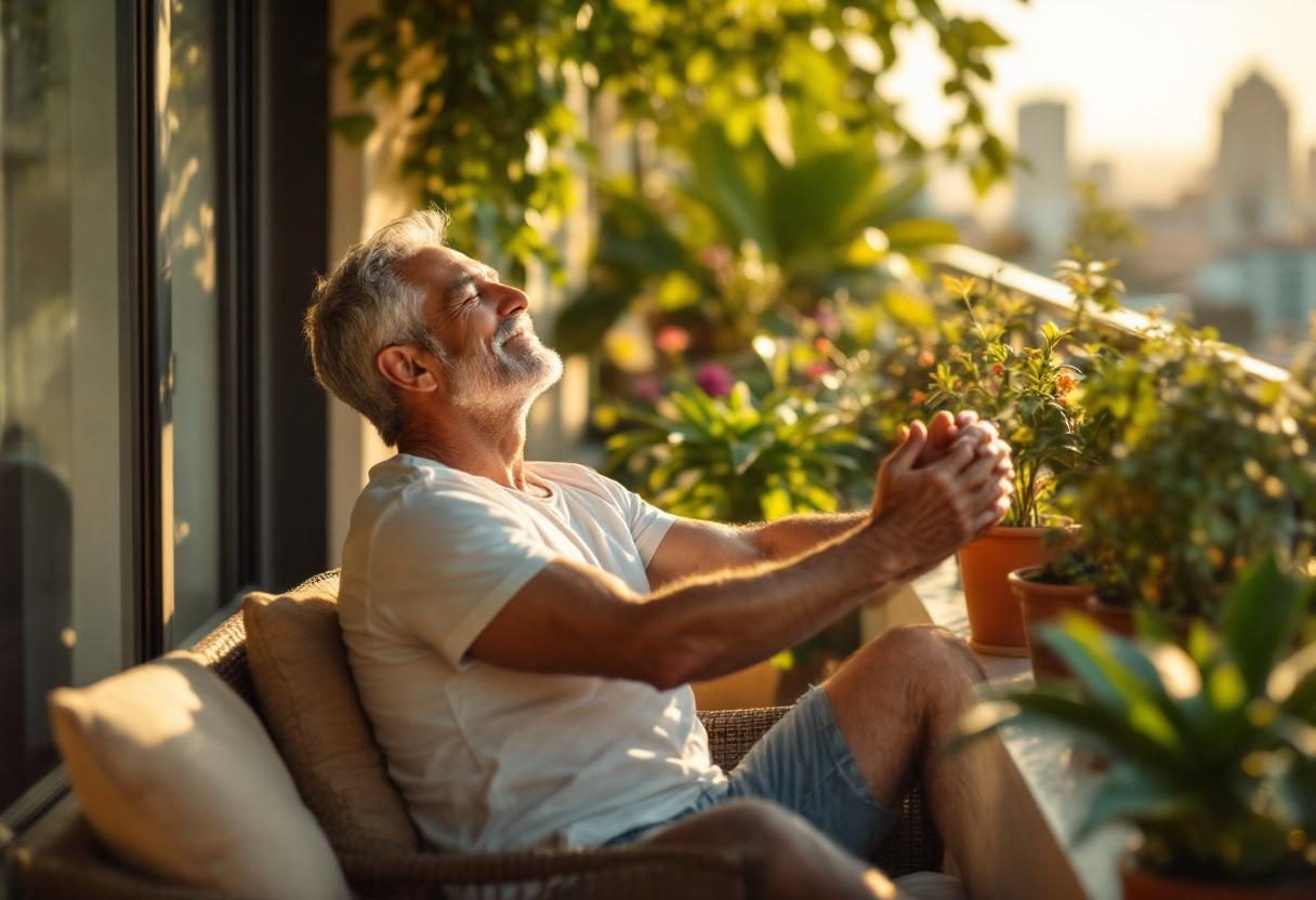 Hombre adulto disfrutando de bienestar y vitalidad