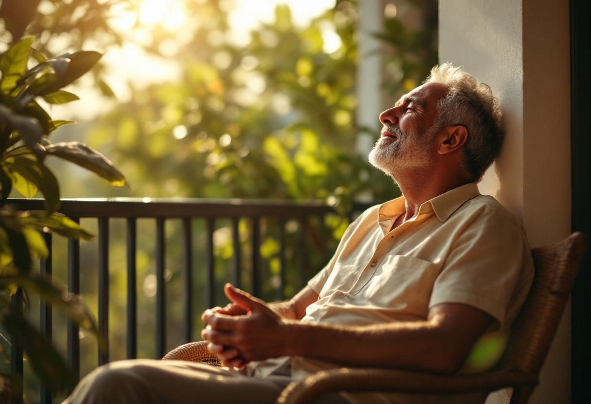 Hombre disfrutando de bienestar y comodidad