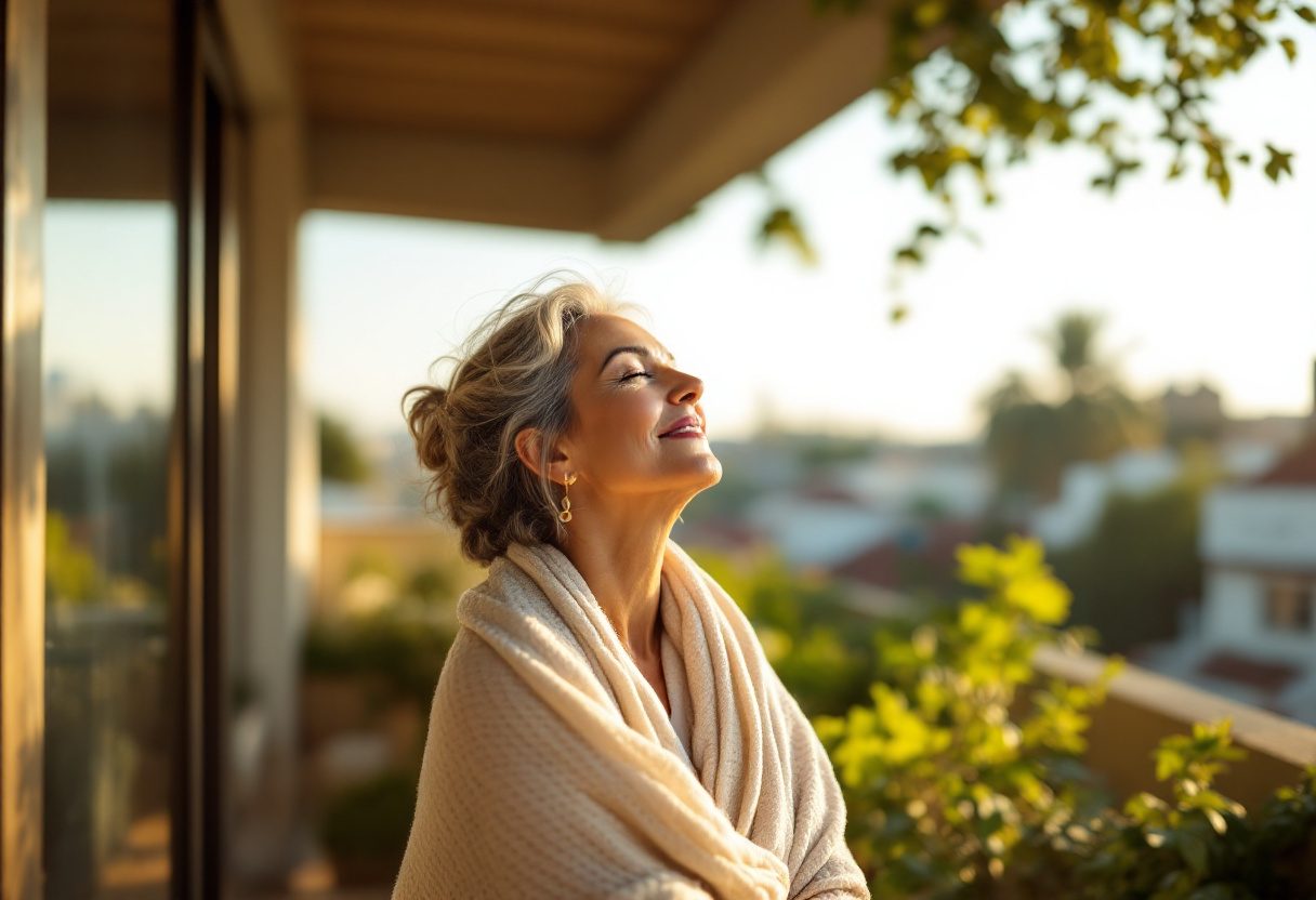 Mujer disfrutando de comodidad y bienestar